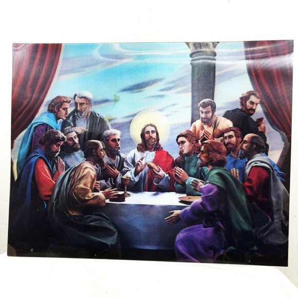 Lenticular 3D Jesus Last Supper Apostles Religious Print Vintage Vtg - Picture 5 of 9